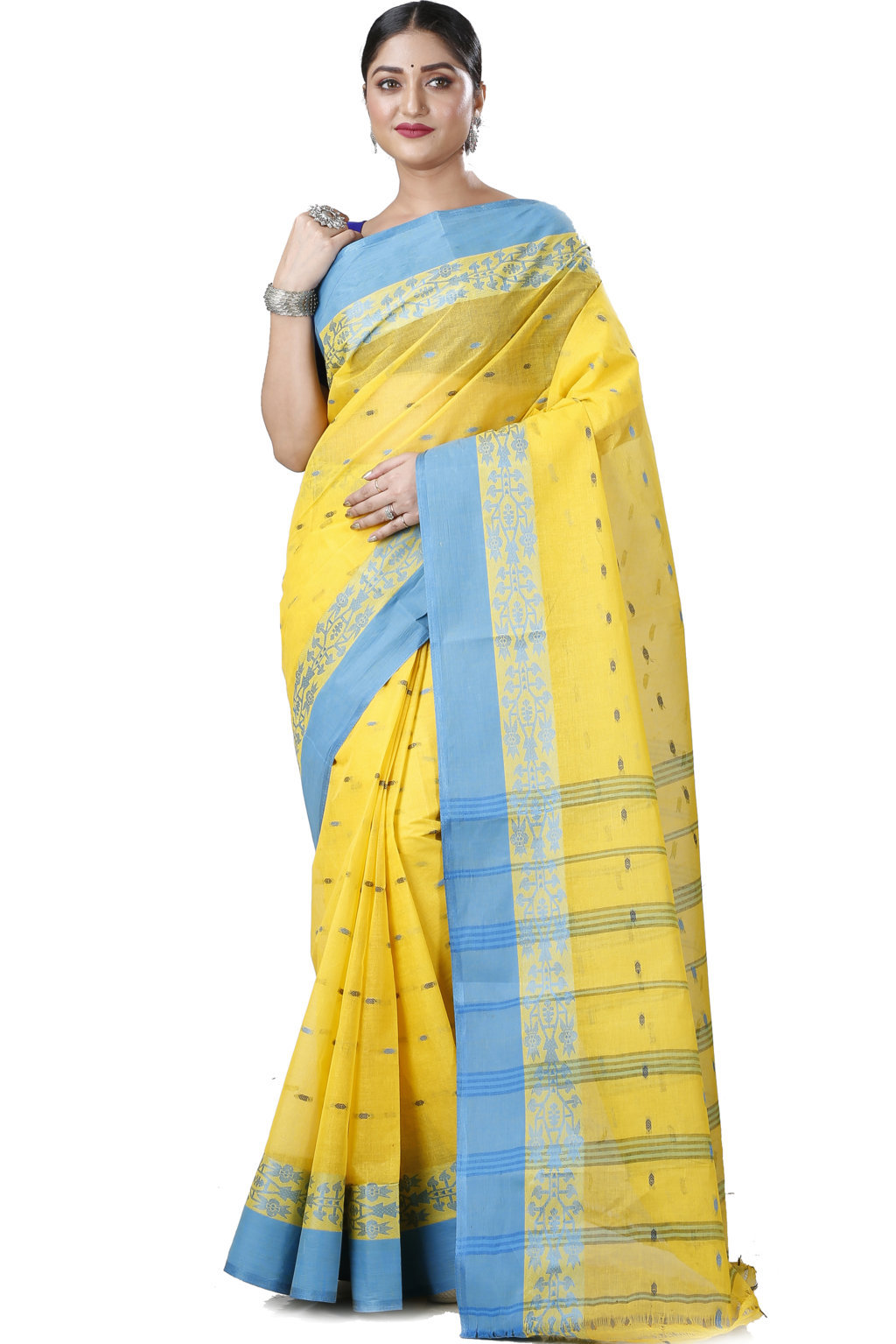 Yellow Pure Cotton Apurva Tant Saree (1064)